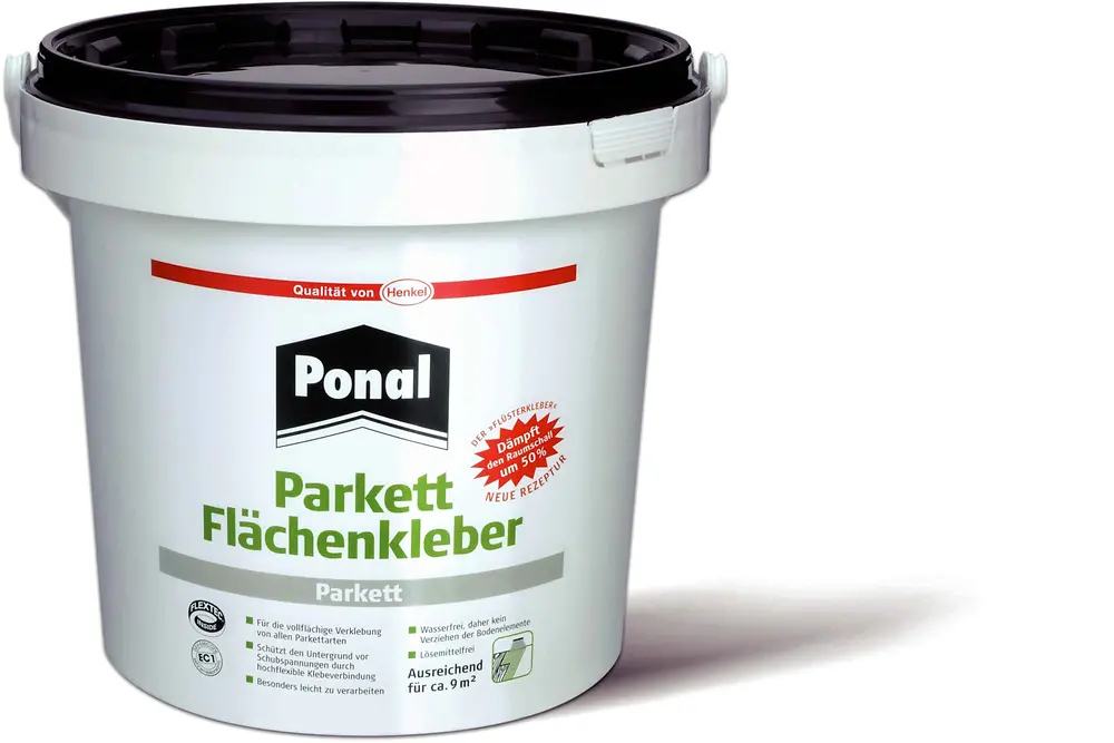 Vollflächige Verklebung von Fertigparkett mit Ponal Parkett Flächenkleber