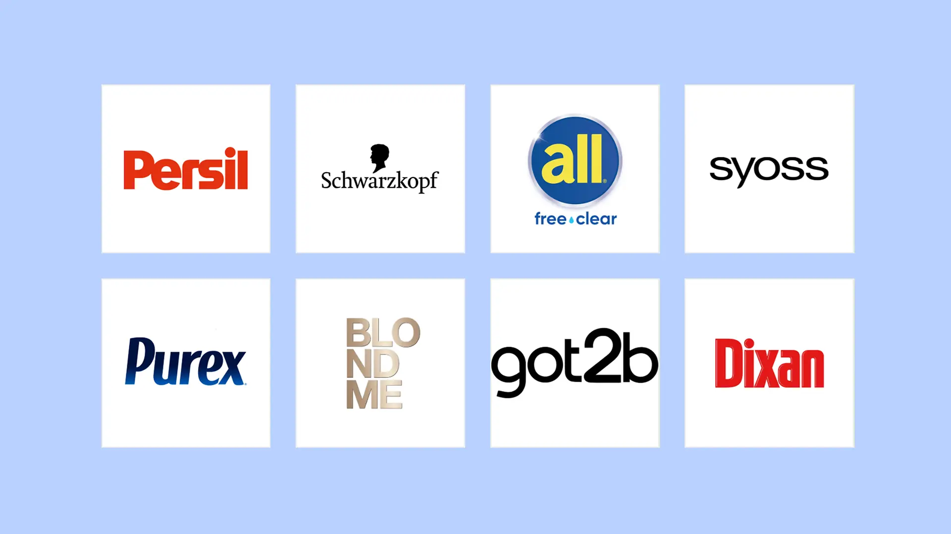 Ett urval av logotyper från Henkel Consumer Brands.