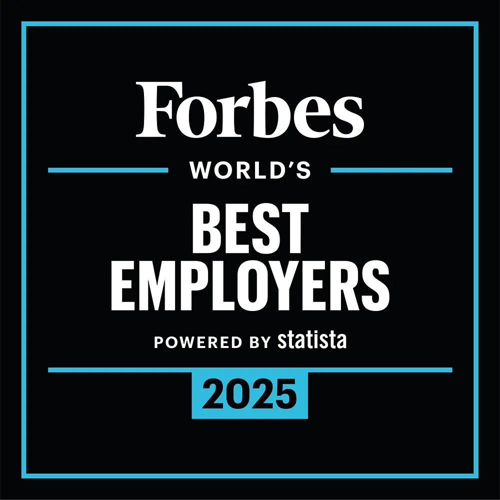 Logotypen för utmärkelsen ”Forbes World’s Best Employers”.
