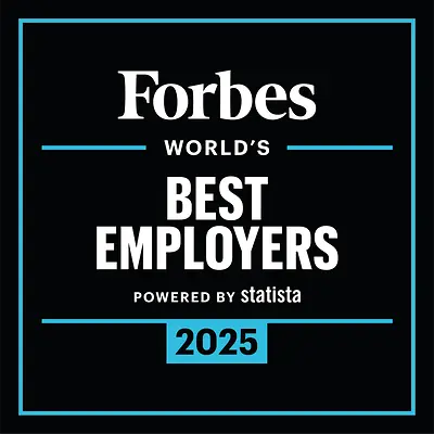 Logotypen för utmärkelsen ”Forbes World’s Best Employers”.