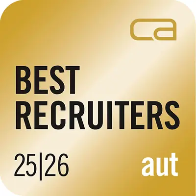 Best Recruiters Austria 25/26-guldmärket som erkänner Henkels excellens inom rekryteringskvalitet och kandidatupplevelse.