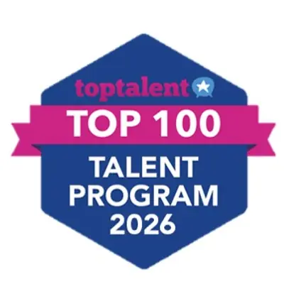Logotypen för utmärkelsen Top 100 Talent Program 2026.