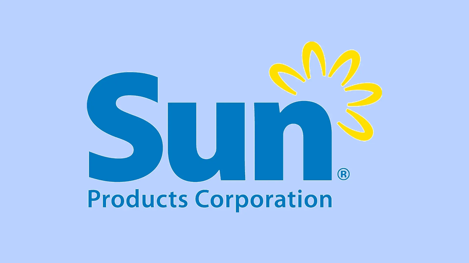 Sun Products Corporations logotyp på blå bakgrund.